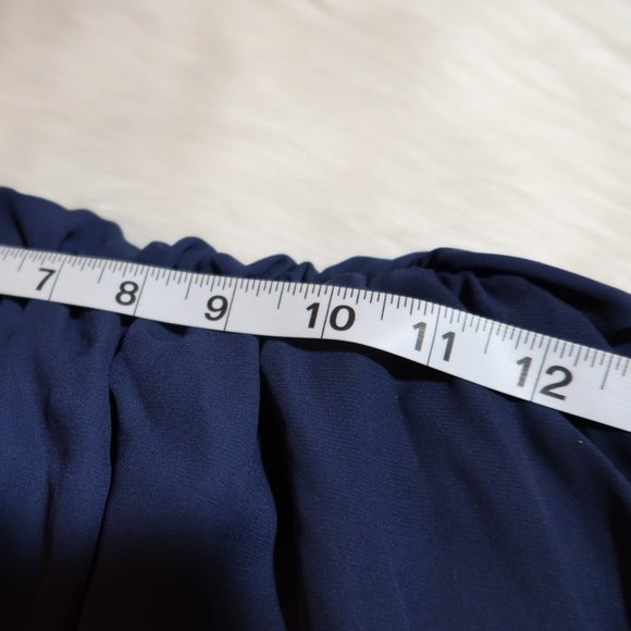 SOLD—- Blue Strapless Long Sleeve Dress - Picture 5 of 5